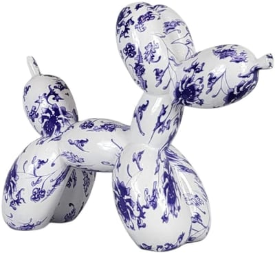 Ballonhond delfts blauw - 20x8x17 cm wit en blauw - polystone