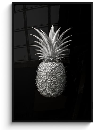 Poster in lijst - Fotolijst 80x120 cm - Posters - Ananas - Gedetailleerd - Bladeren - Posterlijst zwart - Decoratie - Wanddecoratie woonkamer - Muurdecoratie slaapkamer