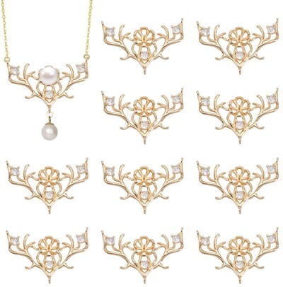 Dailygoods- Hanger Takvorm - 10 Stuks - Messing Prong Instellingen - Zirkonia Accent - DIY Sieraden - 38 mm Breed