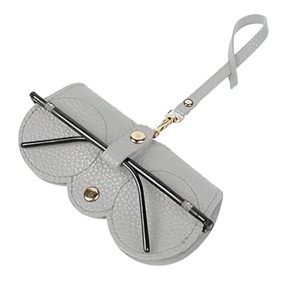 Somstyle Brillenetui met Koord - PU Leer - Brillenkoker - Beschermhoes voor Brillen - Brillenhoes - Grijs