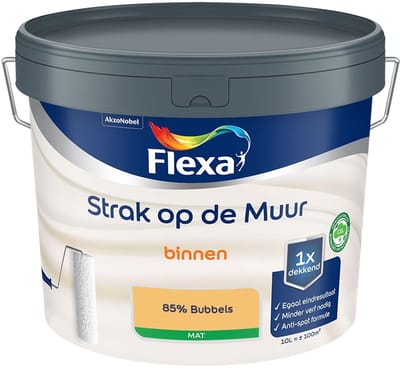 Flexa - Strak Op De Muur Binnen Mat - 85% Bubbels - Mengverf - 10 L