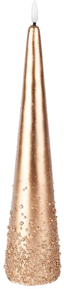 Dekoratief | Kegelkaars m/pareltjes, goud, LED, 30cm | A255932