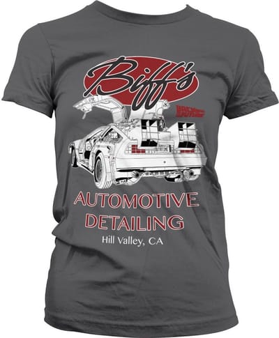 Back to the Future Biff's Automotive Detailing Girly Tee dames-T-shirt donkergrijs
