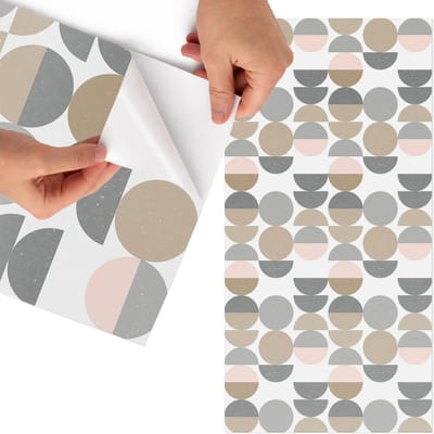 Tulup Meubelfolie - Geometrische pasteltinten Meubelfolie - 65x130 cm - Beige Meubelfolie - Decoratiefolie Zelfklevend - Geometrische Meubelfolie - Meubelfolie Zelfklevend - Badkamer decoratie - Achtergronden en patronen