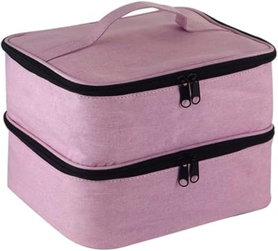 Verte Nagellak Organizer - Nagellak Transporttas - Nagellak Opbergtas - Dubbellaags - Geschikt voor Nageldrogerlamp en Manicureset - Roze