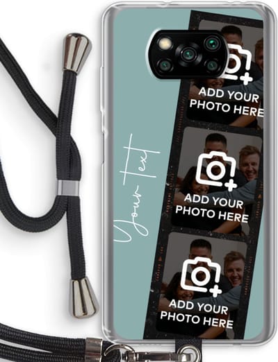 Gepersonaliseerd - Case Company® - Hoesje met koord geschikt voor Poco X3 Pro hoesje met Koord - Filmrol N°1 - Telefoonhoesje met Zwart Koord - Bescherming aan alle Kanten en Over de Schermrand