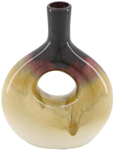 Vaas keramiek crème/bruin 16x7,5x20,5cm