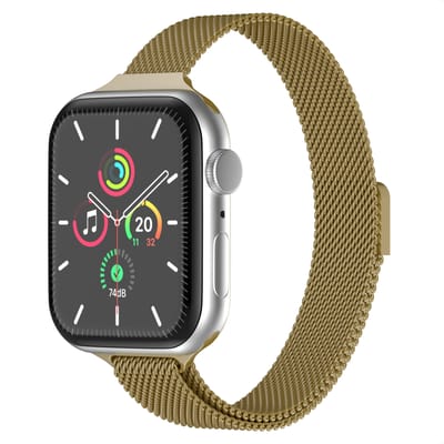 Slim Milanees bandje - Geschikt voor Apple Watch 1, 12, 2, 3, 4, 5, 6, 7, 8, 9, 10, 11 (42 mm), SE - 38/40/41 mm - Goud