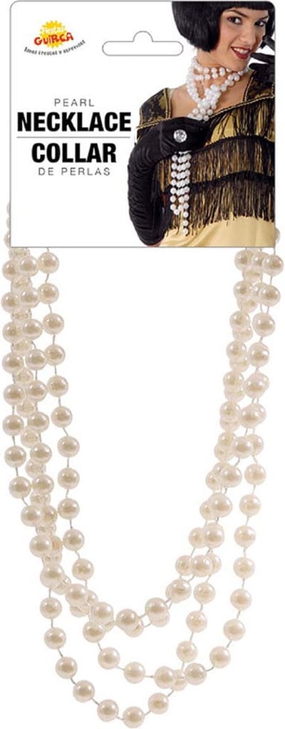 Fiestas Guirca Verkleed sieraden parelketting - wit - dames - kunststof - Twenties/piraten en meer