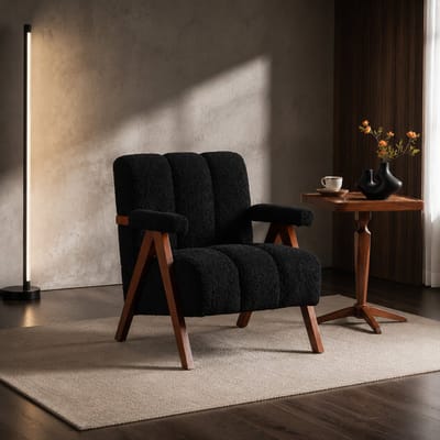 Fauteuil - Relaxstoel - Comfortabele TV-stoel - Leesstoel - Modern design - Geschikt voor de woonkamer, slaapkamer en kantoor - Zwart
