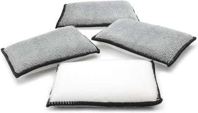 Dubbelzijdige fluwelen autohanddoeken - 4 stuks multifunctionele schrob- en reinigingspads