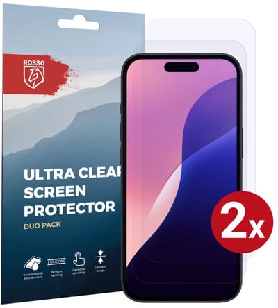 Rosso Screen Protector Geschikt voor Apple iPhone 16 Pro | Ultra Clear Duo Pack | TPU Folie | Case Friendly Beschermfolie | 2 Stuks