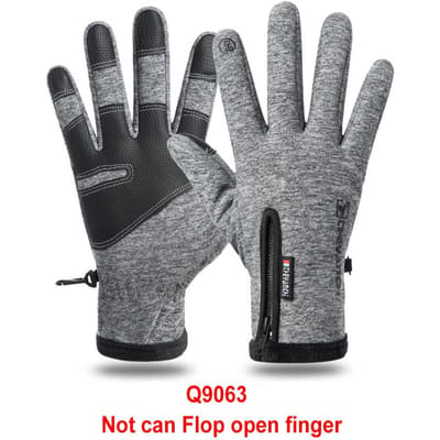 Loogdeel 2 Vinger Flip Winddicht Waterdicht Winter Vis Handschoenen voor Vrouwen Mannen Fluweel Warm Bescherming Vissen M black