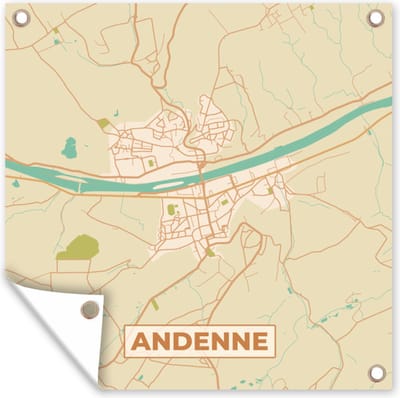 Tuin poster Plattegrond - Kaart - Stadskaart - Vintage - Andenne - 200x200 cm - Tuindoek