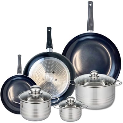 Set van 3 Koekenpannen 20, 28 en 32 cm en 3 kookpotten 12, 16 en 20 cm Elo Prima Brillant