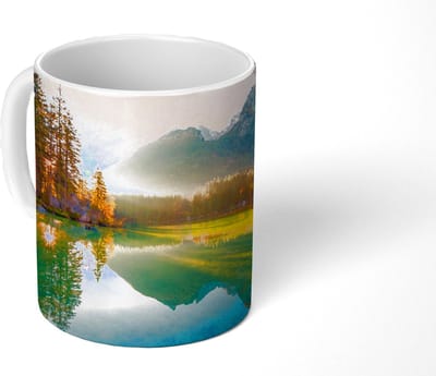 Mok - Koffiemok - Meer - Bos - Bergen - Natuur - Zon - Landschap - Mokken - 350 ML - Beker - Koffiemokken - Theemok