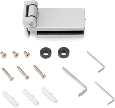Emuca Scharnier voor glazen deur met bekleding, horizontaal scharnier met 40mm spade, voor 8-12mm deur, aluminium en staal, zwart gelakt
