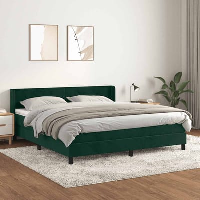 vidaXL - Boxspring - met - matras - fluweel - donkergroen - 180x200 - cm