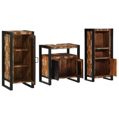 vidaXL Badkamermeubel Set met lade 3 pcs Massief Gerecycleerd Hout