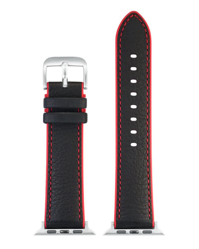EULIT horlogeband geschikt voor Apple Watch 38/40/41 maat - Serie 1/2/3/4/5/6/7/8/9/10 + SE - eutec smart - 20 mm - rood zwart - metalen gesp - incl. adapter
