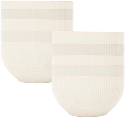 Secret de Gourmet Soepkommen Memphis - 10x - D14 cm - 600 ml - wit - keramiek - schaaltjes - kommetjes - stapelbaar
