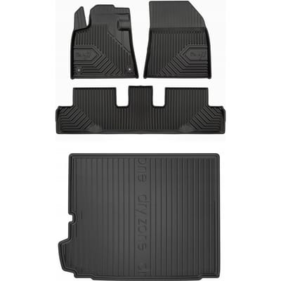 FROGUM - Voordeelset No.77 & DRY ZONE - Geschikt voor CITROËN C4 Grand Picasso II (2013-2019) - 7-persoons - Rubberen matten + Kofferbakmat - Zwart