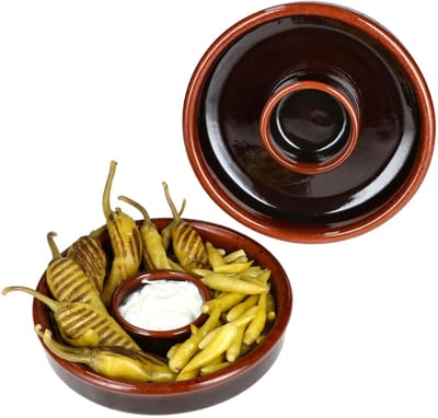 Set van 2 JUEGO tapasschalen van klei Ø 17cm donkerbruin - 240733.4