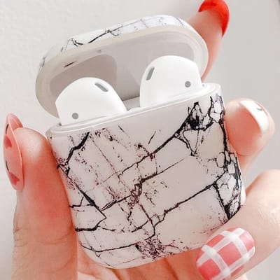 AirPods hoesjes van By Qubix - AirPods 1/2 hoesje Marble series - hard case - Marble wit - Schokbestendig Airpods Case Hoesje voor Airpods Airpods 1