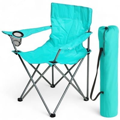 Dailygoods- Klapstoel opvouwbaar - Campingstoel met bekerhouder - Draagtas inbegrepen - Lichtgewicht 1,7 kg - Belastbaar tot 110 kg - Metalen frame 81×51×42 cm