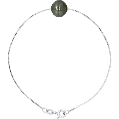 Chain Armband met Pearl Ringed TAHITI 10-11 mm 925