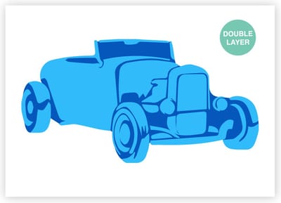 Hot Rod sjabloon - 2 lagen kunststof A3 stencil - Kindvriendelijk sjabloon geschikt voor graffiti, airbrush, schilderen, muren, meubilair, taarten en andere doeleinden