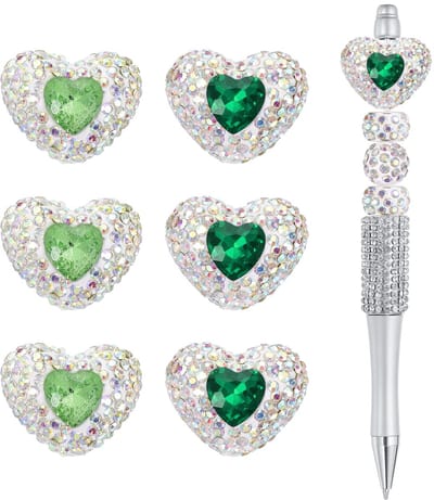 12 stuks strasssteentjes, kralen, hartvorm, strasskralen voor het maken van sieraden, sleutelhangers, knutselen (lichtgroen, donkergroen)