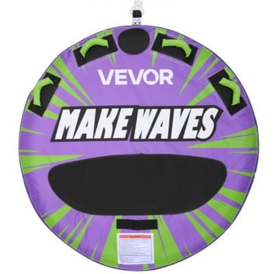 VEVOR Vastgoed Buizen voor Boating, 2-rijder Inflatable Bootbuizen en Vastgoed, 154kg Capaciteit Watersportbuizen voor Boottrekken - met Anti-Slip Pad, Volledige Nylon Cover, Geklede Handvatten & Veiligheidsklep
