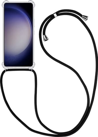 Hoesje - Geschikt voor Samsung Galaxy S23 Ultra - Met Koord - Shock Proof - Siliconen Case - Telefoonkoord - Back Cover - Telefoon Hoes Shockproof - Telefoonketting - Telefoonhoes - Transparant