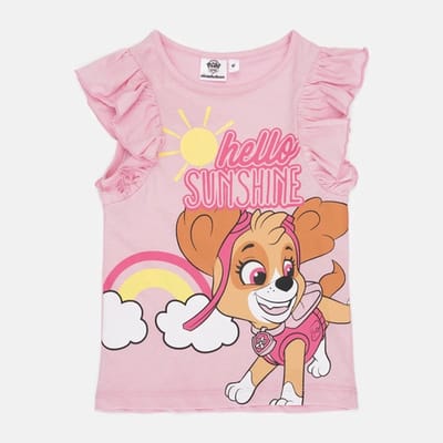 Paw Patrol T-Shirt - Korte Mouw - Katoen - Roze - Hello Sunshine - Maat 98