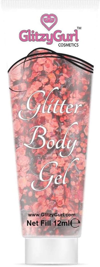 Thijox - Holografische Glitter Gezichts- en Lichaamsgel 12 ml - Cosmetische Glitter, Lichaamsglitter, Haarglittergel, Oranje (Ravishing Ruby) voor Fee