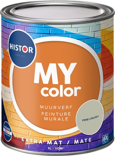 Histor MY Color Muurverf Extra Mat - Reinigbaar - Extra Dekkend - 1L - Pine Crush - Groen