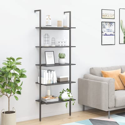 vidaXL - Ladderrek - met - 5 - schappen - 64x35x185 - cm - zwart