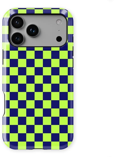 Design Hoesje geschikt voor iPhone 17 Pro | Geschikt Voor Mag | Tiny Squares Checkered Print | Backcover geschikt voor iPhone 17 Pro Acid Grid