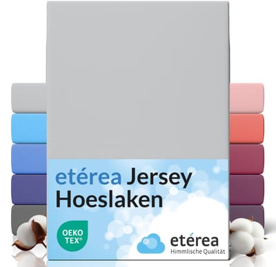 etérea Jersey Hoeslaken 100x200 - 120x200 cm Oekotex Made in Green - 100% katoen - zilver