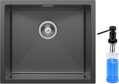 CECIPA max Spoelbak Antraciet 50x44CM - Spoelbak Met Zeepdispenser(300ML) - Spoelbak Keuken - Spoelbakken Keuken - Wasbak Keuken - RVS