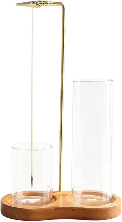 Houten Inverted Incense Houder met Verwijderbare Glazen Asopvang, Geschikt voor Yoga, Spa en Meditatie, Bruin, Aromatherapie en Ontspanning