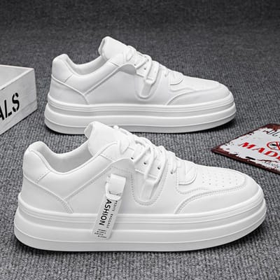 Nieuwe Herenschoenen Herfst Groen Mode Binnenhoogteverhoging Dikke Zool Casual Schoenen Buitensport en Vrije Tijd Sneakers 42 wit