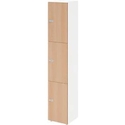Lockerkast Topas Line, 6 dossierhoogtes, 3 vakken, cijferslot, B 400 x D 420 x H 2156 mm, wit/eiken