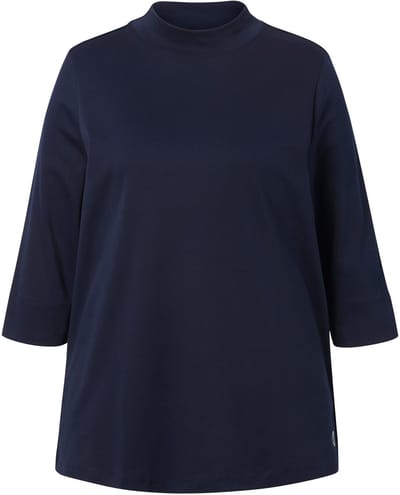 Ulla Popken - Dames - Shirt classic opstaande kraag 3/4-mouw - Donkermarine - Maat 46+