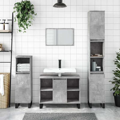 vidaXL - Badkamerkast - 80x33x60 - cm - bewerkt - hout - betongrijs