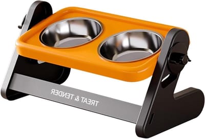 Verhoogde voerbak - Honden voerstandaard - Comfortabel eten - Ergonomisch ontwerp - 38 x 21 x 19 cm - Oranje