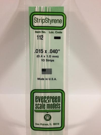 Evergreen Modelbouwdecoratie - 112 Strip 0,4mmX1,0mmX35cm - 10 stuks Styreen