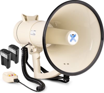 Vonyx MEG120 Megafoon set met 2x lithium-ion accu’s - 120W Megafoon met sirene en Bluetooth - Beige