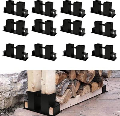 Houten Stapelhulpen - Haardhoutrek Frame - Stabiel Hout Stapelen - Verstelbare Afmetingen - 33.5x10x15.5 cm - Zwart